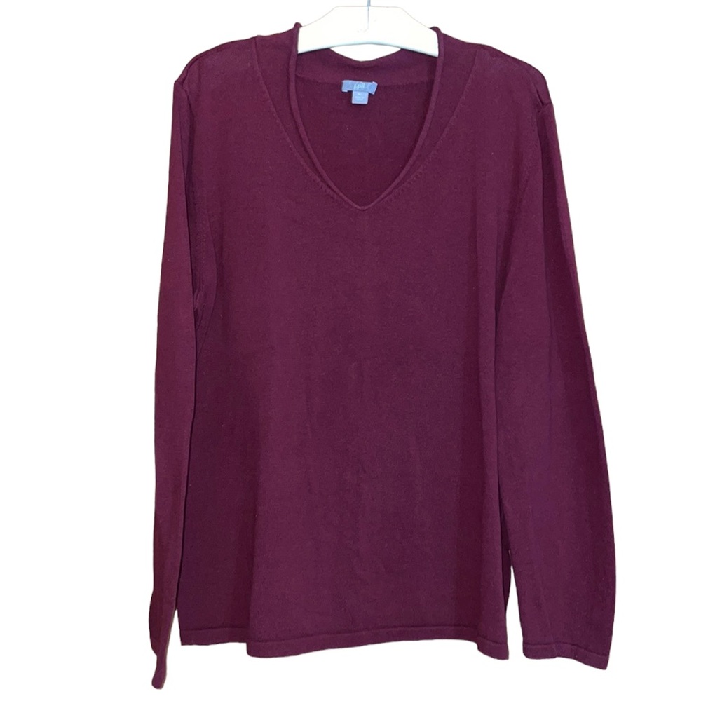 •J.JILL•BURGUNDY V NECK LONG SLEEVE SWEATER IN SIZE XL